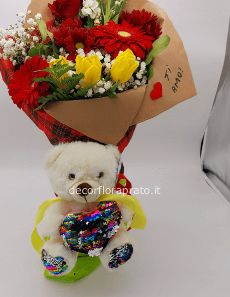 Bouquet misto con peluche